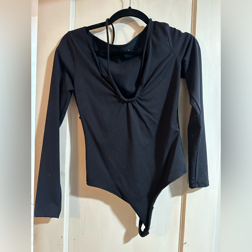 A&F Long Sleeve Bodysuit with Halter Neck Tie